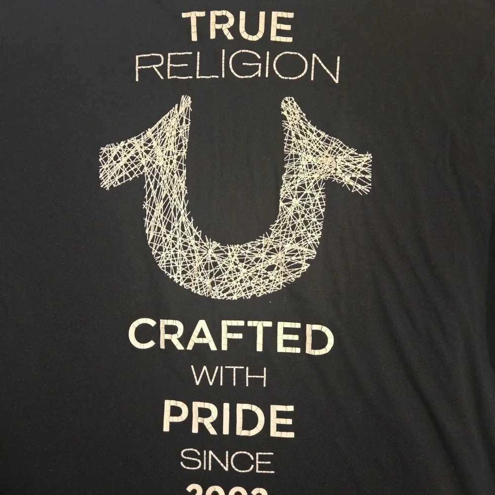 True Religion T‎ shirt mens 2XL Y2K Black vintage retro graphic
